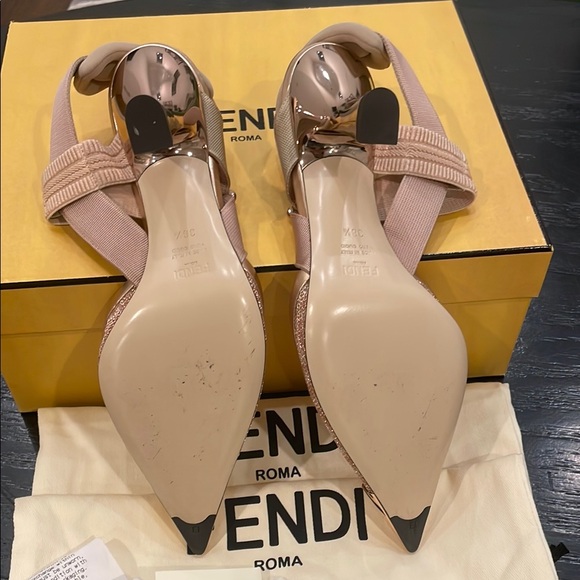 Fendi Women's Glitter Pointed-Toe Heels - Rose Gold - Picture 5 of 6